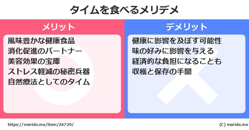 タイムを食べるメリットとデメリットは？ [野菜]  メリデメ