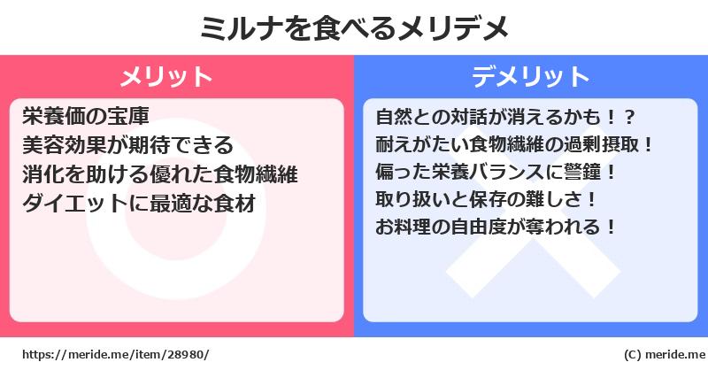 ミルナを食べるメリットとデメリットは？ [野菜]  メリデメ