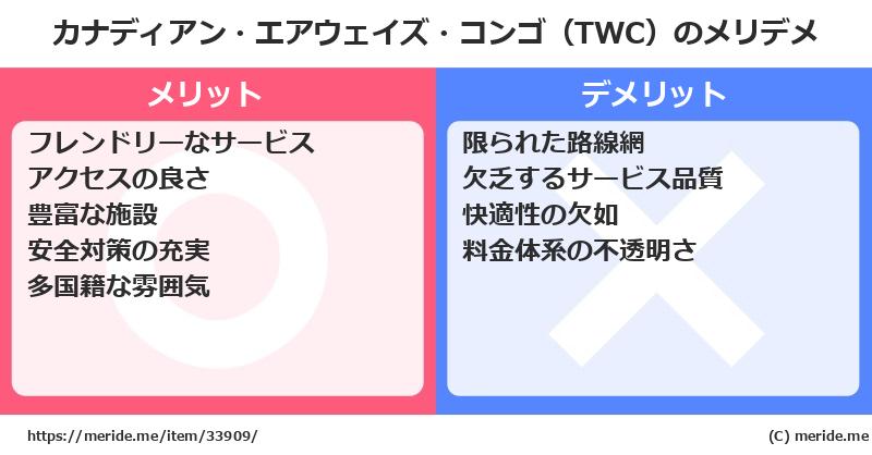 カナディアン・エアウェイズ・コンゴ（TWC）のメリットとデメリットは？ [空港]  メリデメ