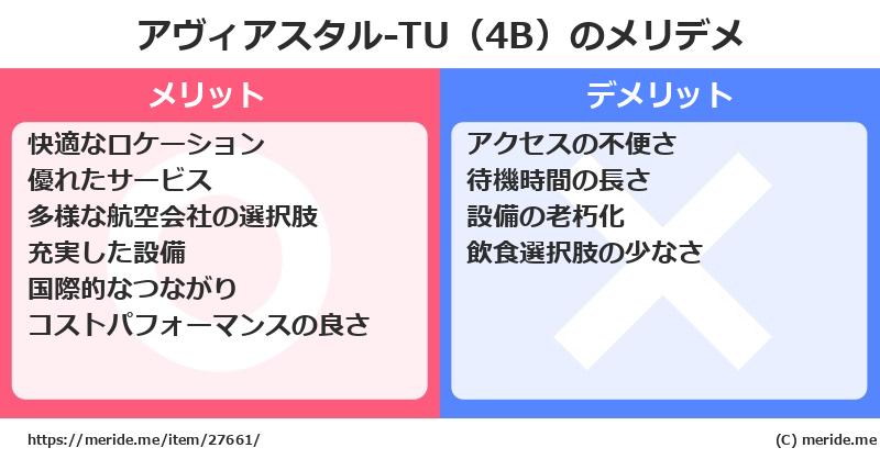アヴィアスタル-TU（4B）のメリットとデメリットは？ [空港]  メリデメ