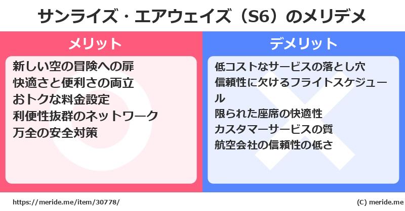 サンライズ・エアウェイズ（S6）のメリットとデメリットは？ [空港]  メリデメ