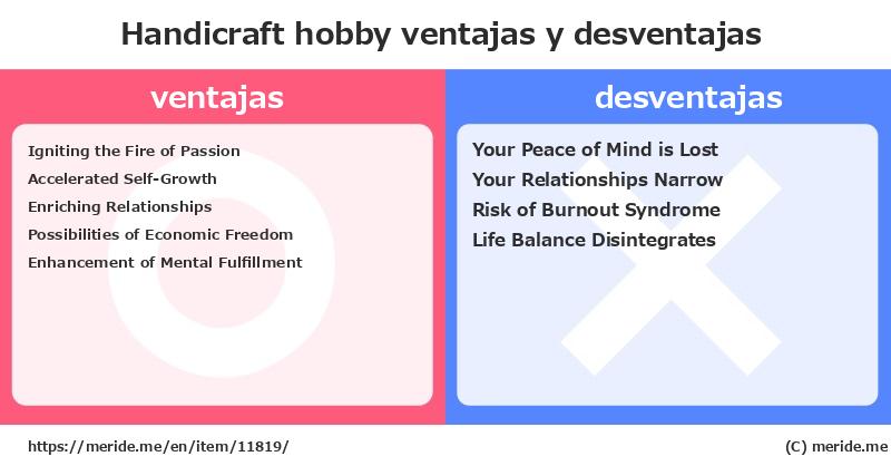 Handicraft  ¿ventajas y desventajas?  [hobby]  merideme