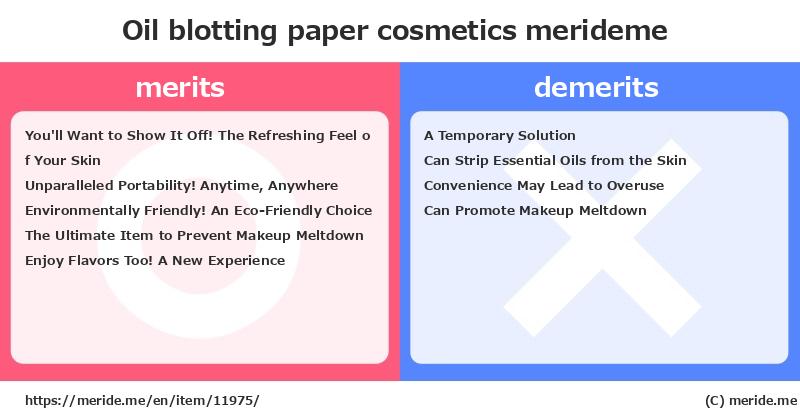 Oil blotting paper  merits and demerits?  [cosmetics]  merideme