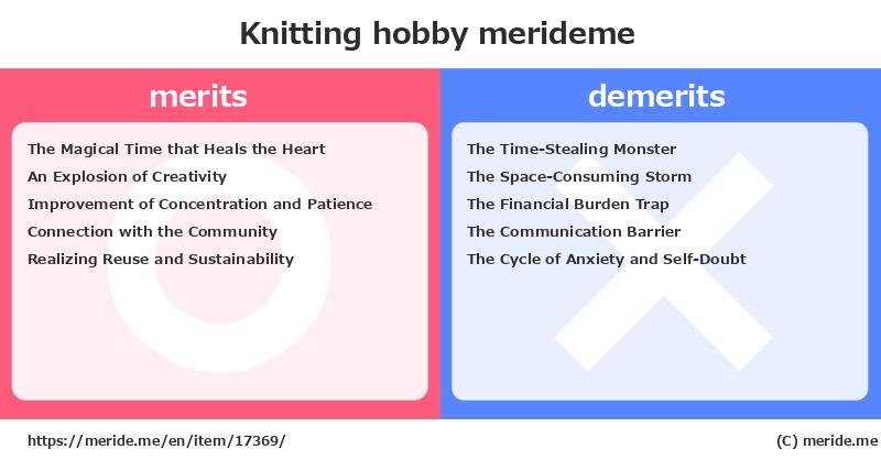 Knitting  merits and demerits?  [hobby]  merideme
