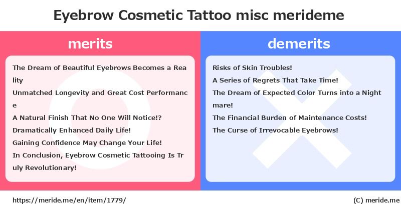 Eyebrow Cosmetic Tattoo  merits and demerits?  [misc]  merideme