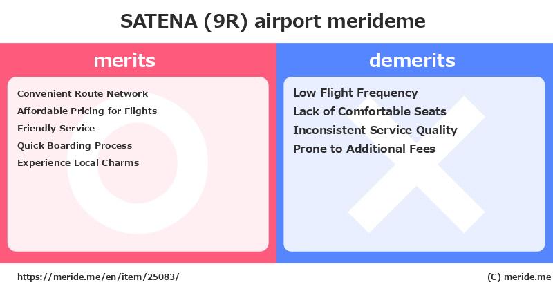 SATENA (9R)  merits and demerits?  [airport]  merideme