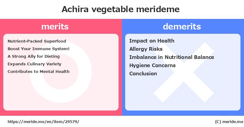 Achira  merits and demerits?  [vegetable]  merideme