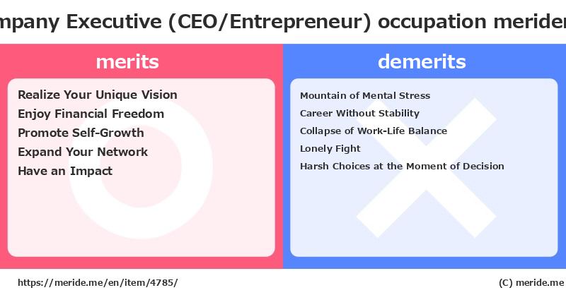 Company Executive (CEO/Entrepreneur)  merits and demerits?  [occupation]  merideme