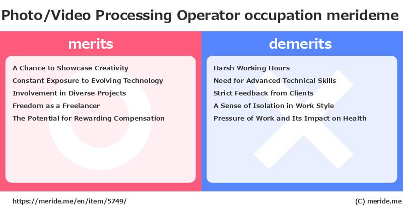 Photo/Video Processing Operator  merits and demerits?  [occupation]  merideme