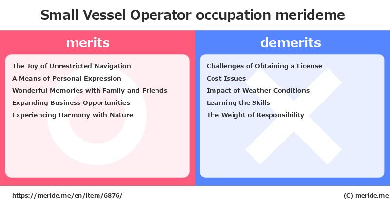 Small Vessel Operator  merits and demerits?  [occupation]  merideme